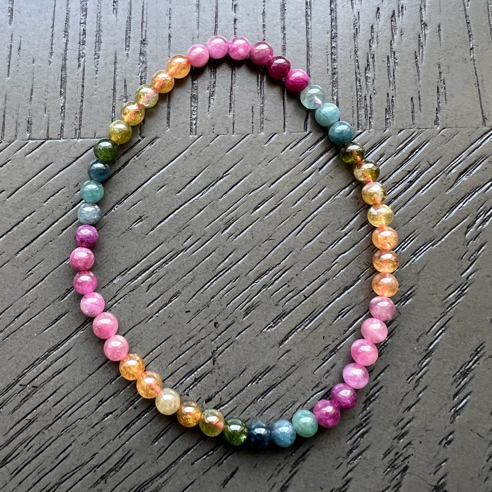 Watermelon tourmaline bracelet 4mm SIZE 6.5’ - Picture 3 of 4